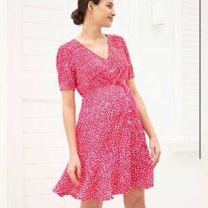 Seraphine Red Front Tie Maternity Dress. Size 4